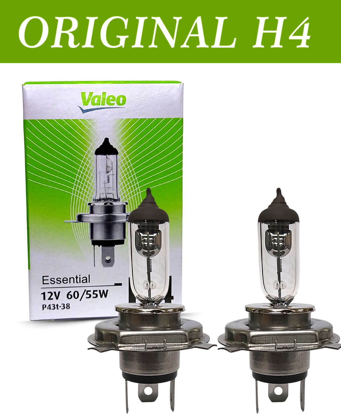 Par Lampada H4 Valeo Halogena 12v 60/55w Original