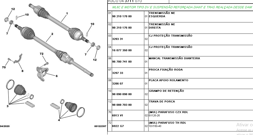9821017680 - Tulipa Semieixo Homocinética Peugeot Expert